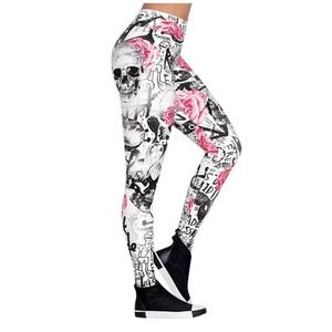 Skull and flowers leggings / yoga pants